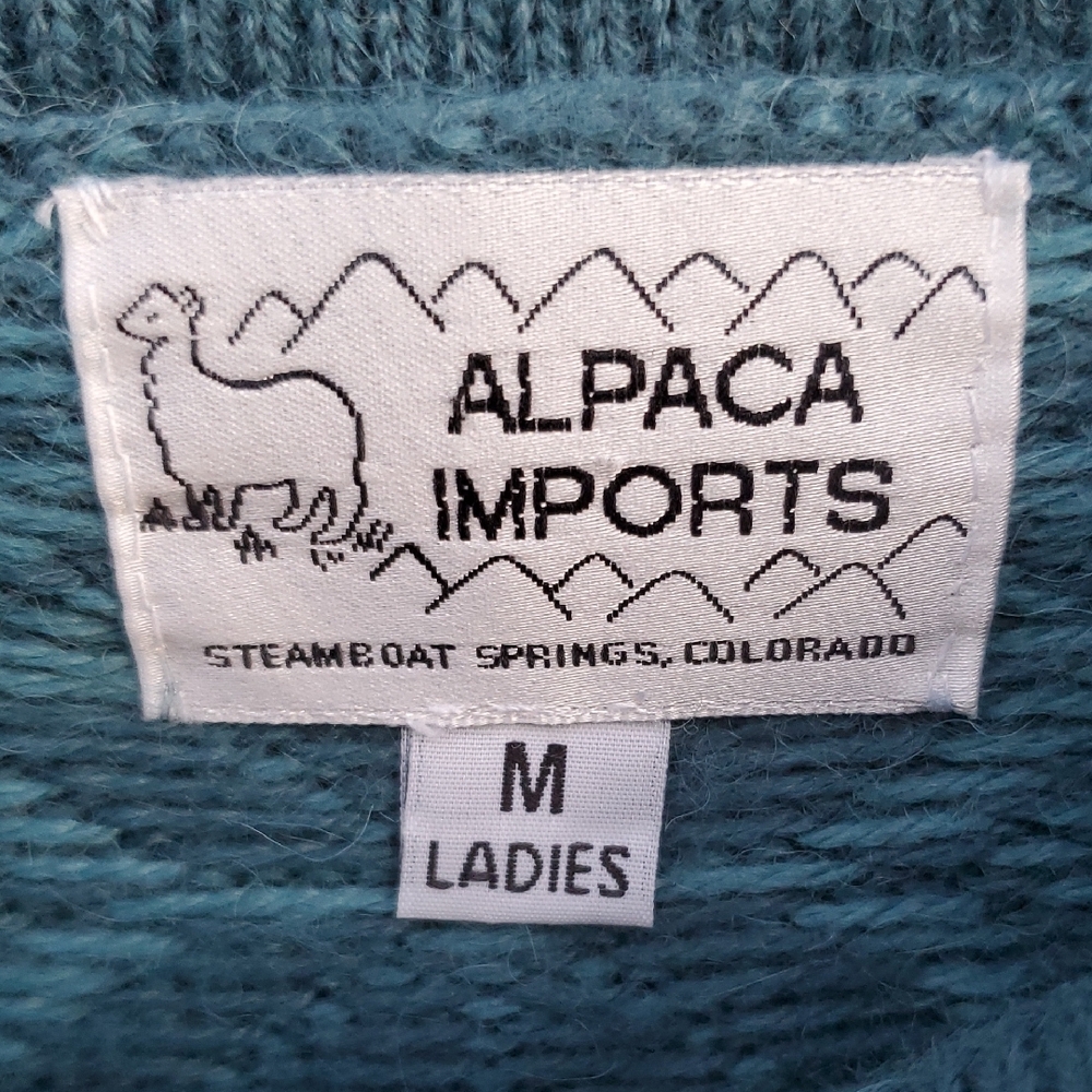 Alpaca Imports Hand Made Snowflake Patterned Button-Up Cardigan Medium - Picture 3 of 12